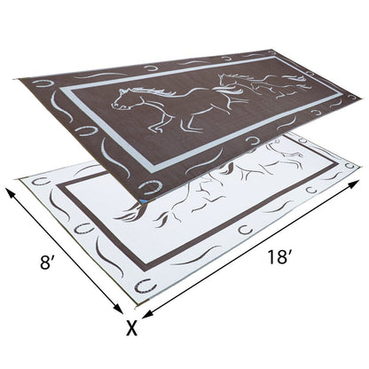 Stylish Camping GH8187 Brown/White 8' x 18' Galloping Horses Mat, 1 Pack