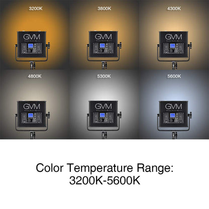 LED Video Light GVM 672S CRI97+ TLCI97+ 22000lux Dimmable Bi-color 3200K-5600K Light Panel With Digital Display For Outdoor Interview Studio Video Making Photography Lighting 3 pcs Kit
