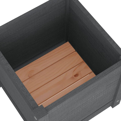 Xolmizyn Grey Square Wooden Planter Box for Garden, 15.7 inch Solid Pinewood Flower Pot with Drainage for Patio, Terrace, and Outdoor Decor