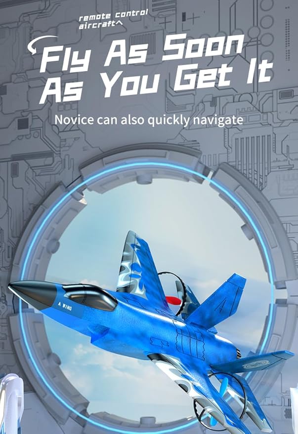 RC Airplane F-35 Lightning II 2 Channel Remote Control Plane with Smart Gyro Easy to Fly Foam Rc Glider Jet Gift for Kids Boys Girls 8-12 Year Old (Blue)