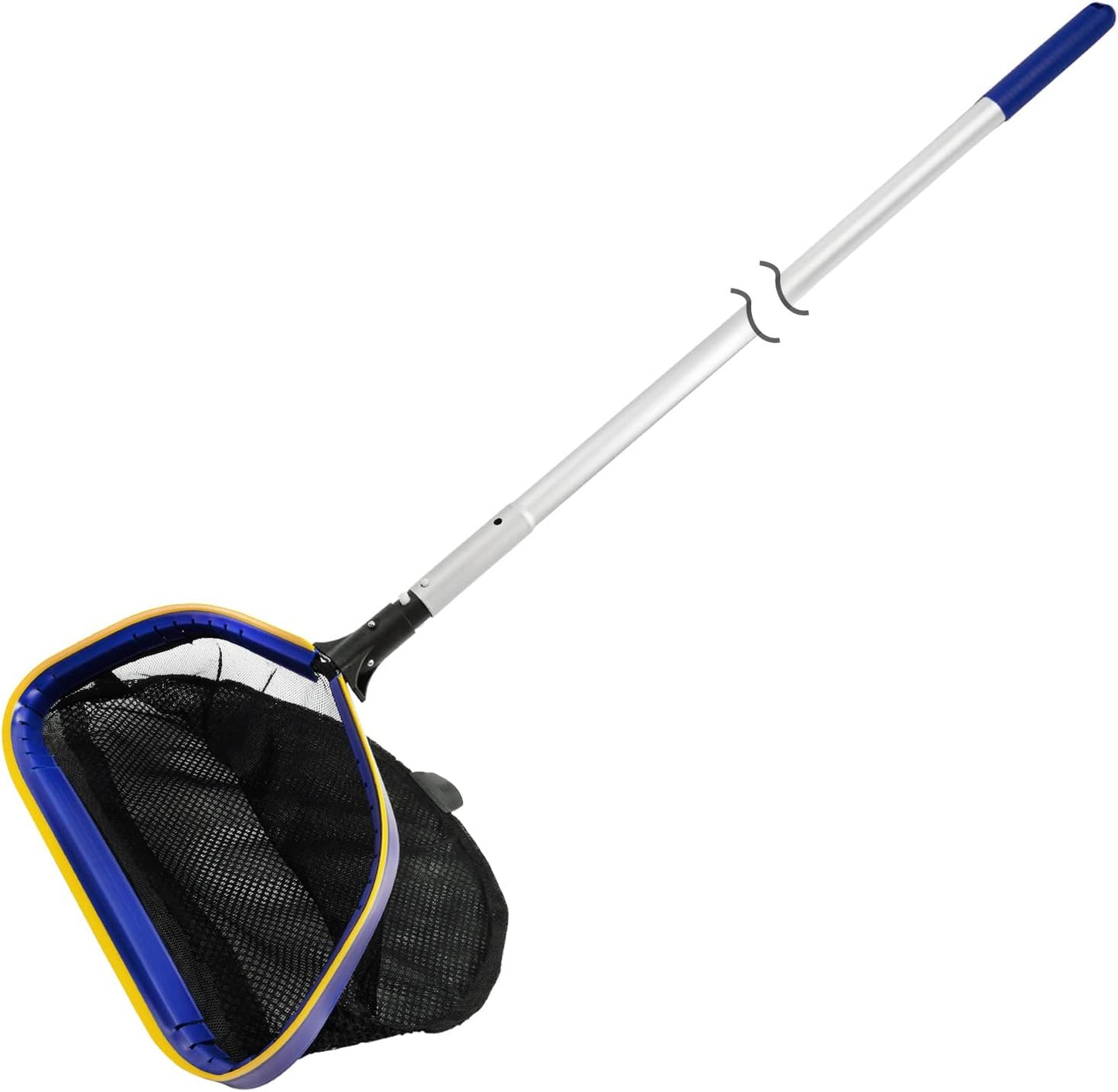 Poolvio Pool Deep Skimmer Net - Adjustable 3ft to 10ft Aluminum Pole & Fine Mesh Bag for All Pools
