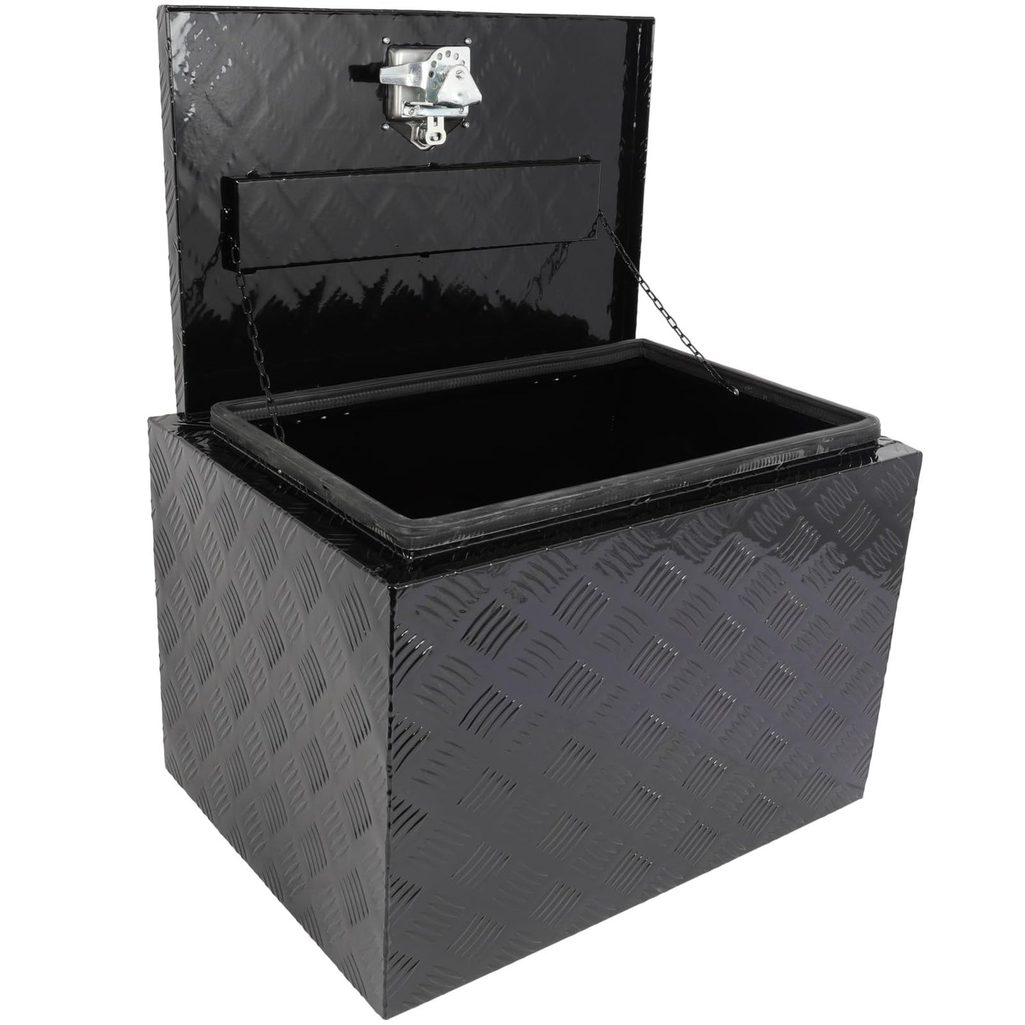 SCITOO 24 Inch Aluminum Diamond Plate Truck Bed Tool Box,Heavy Duty Crossover Storage for Most Full Size Pickups,Lockable Weatherproof Chest,Fits 24" Truck Beds,Easy Access to Load and Unload