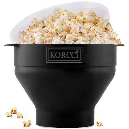 The Original Korcci Microwaveable Silicone Popcorn Popper, Microwave Popcorn Popper, Collapsible Microwave Popcorn Maker Bowl, No Oil Required, Use In Microwave, Dishwasher Safe (Blue)