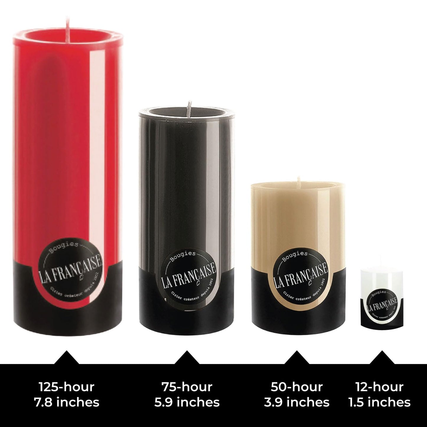 Bougies La Française Unscented Pillar Candle, Green, Made in Tunisia, Cotton Wick Included, Vegetable Wax Decorative Handmade Candle, 340 g, 2.76 x 3.94 Inches, Approx. 50-Hour Burn Time