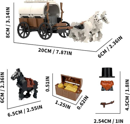 Western Cowboy Building Block Set Compatible with Lego 77012 Set 12 Cow Boy Figures &amp Gun Accessories Dark Wild West Horse White Carriage with Golden Bars &amp Coins Gold Robbery