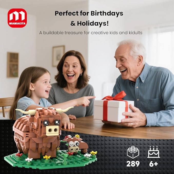 Highland Cow Building Set Farm Animal Toy Brick Kit Creative Scottish Cattle Model for Adults &amp Kids STEM Educational Gift for Boys &amp Girls Age 6+
