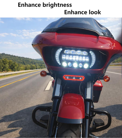 LUXEMOTO LED Headlight for Road Glide 2015-2023, Dual Color Front Headlamp with High/Low Beam, White Running Light & Turn Signal for Harley Road Glide FLTRX FLTRU CVO Limited 2015-2023 Accessories