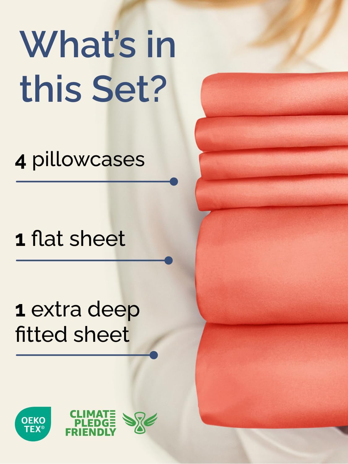 Skiennix Extra Deep Cal King Sheet Set | 6-Piece Breathable Cooling Bedding - Soft, Wrinkle-Free Coral