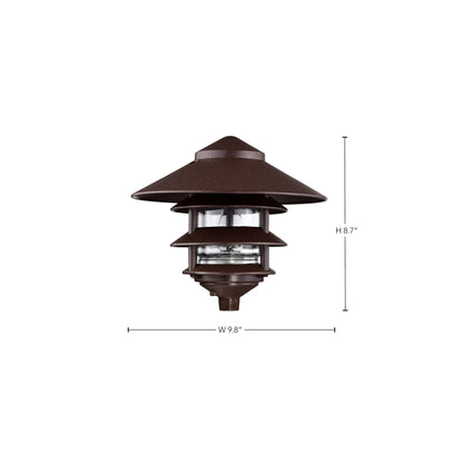 Nuvo SF76/637/04 Outdoor Pagoda Landscape Pathway Light, 3 Tier - Large Hood, Old Bronze (4 Pack)