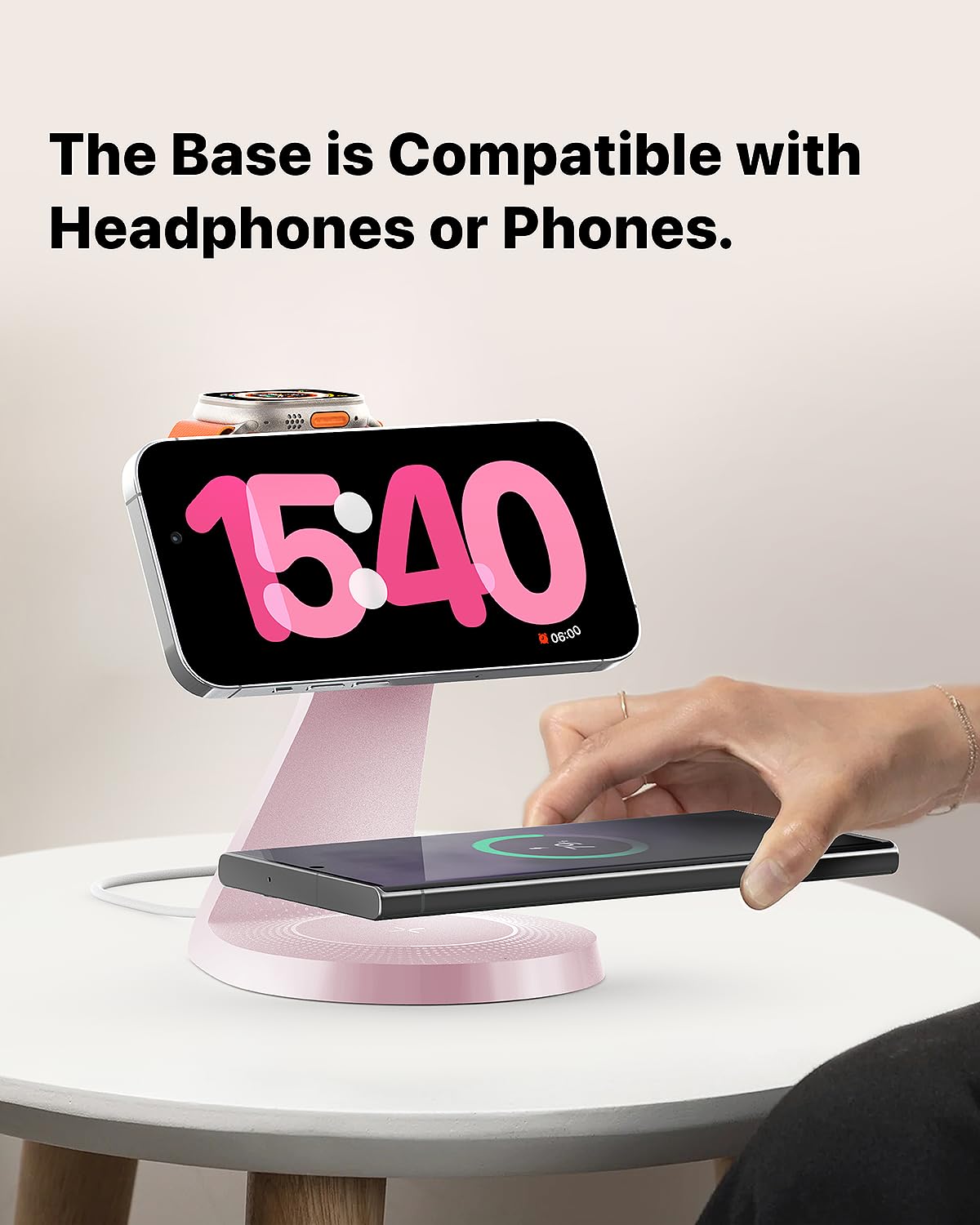 3 in 1 Charging Station for Apple Devices,Mag-Safe Charger Stand Fast Charging,Wireless Charger for iPhone 16/15/14/13/12 Series,& AirPods,& iWatch(USB-C Charger Included)