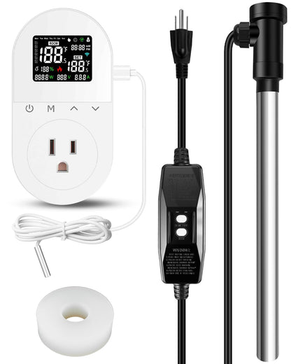 Submersible Portable Hot Tub Heater 1300W, Titanium Immersion Water Heater with Smart Thermostat, IOT Remote Control, Fast Heating for Hot Tubs,Spa Tubs, baptismal, Inflatable Pools & Above Ground
