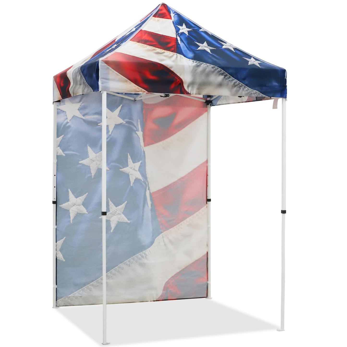 EAGLE PEAK Pop up Canopy 5x5, Outdoor Portable Canopy Tent with One Removable Sunwall, Carry Bag Included, Stars and Stripes