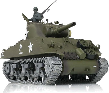 Heng Long US in Stock 1/16 Customized Pro Version 7.0 M4A3 Sherman RC Tank 3898 Barrel Retractable Idle Smoking 360° Rotating Turret Infrared Combat Lifting Barrel Light Sound BB Shooting