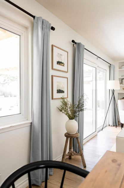 Skiennix 100% Blackout Linen Curtains - Thermal Insulated Drapes, 50" W x 90" L, Ash Grey, 2 Panels Set
