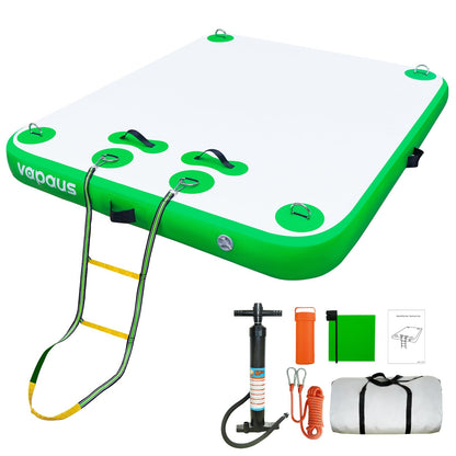 Vapaus Inflatable Floating Dock Air Dock Platform 6ft/8ft/10ft Non-Slip Inflatable Water Swim Mat Floating Island Raft for Pool Lake Beach Ocean Fishing Relaxing (Lagoon Green, 5ft x 6ft x 6")