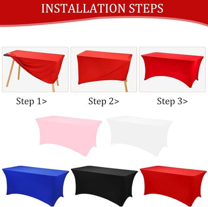 JALANCY 2 Pack 6FT Spandex Table Covers Washable Wrinkle Resistant Stretch Table Cloth for Folding Table Wedding Party Birthday Banquet Bar Events（Red）