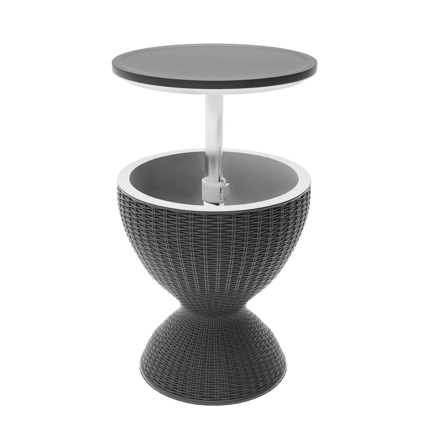 SHAREWIN Portable Outdoor Cooler Table, 8 Gallon Ice Cooler with Drainage Plug, Lift Top Lid 3-in-1 Rattan Style Patio Bar Side Table – Perfect for Parties