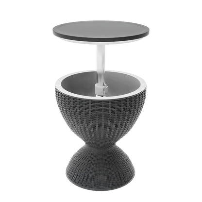 SHAREWIN Portable Outdoor Cooler Table, 8 Gallon Ice Cooler with Drainage Plug, Lift Top Lid 3-in-1 Rattan Style Patio Bar Side Table – Perfect for Parties