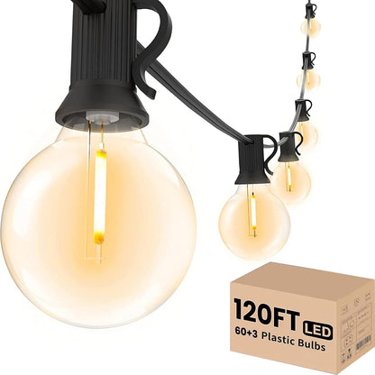 Svater 192 FT Outdoor String Lights 2W + 120 FT Patio Light with 63 Shatterproof LED Bulbs