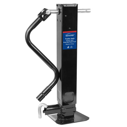 12000 LBS Weld-On Trailer Jack, 4" Square Tube, 26" Travel (12.5" Lift + 13.5" Drop Leg), Side Pull Pin Side Wind, Heavy Duty Jack Stand for Gooseneck Utility Trailers, Black Powder Coated
