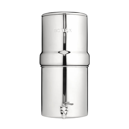 Boroux Compact Gravity-Fed Countertop Stainless Steel Water Filter System | 1.8 Gallons with 2 Authentic Black Foundation Filters