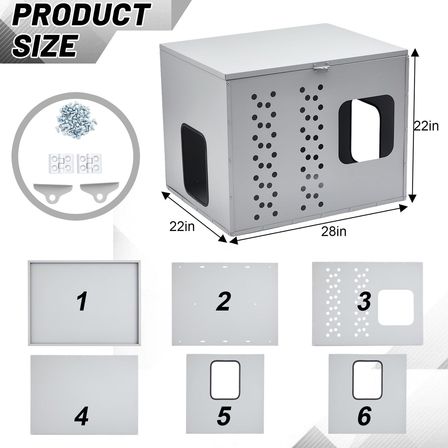 Lounsweer Outdoor Power Equipment Storage Box Enclosure, Galvanized Steel Housing with Ventilation and Lockable Design, 28 x 22 x 22 Inch Silver Shelter for Rv Truck Trailer Use