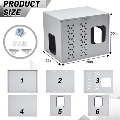 Lounsweer Outdoor Power Equipment Storage Box Enclosure, Galvanized Steel Housing with Ventilation and Lockable Design, 28 x 22 x 22 Inch Silver Shelter for Rv Truck Trailer Use