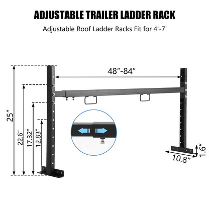 Colinktool Adjustable Roof Ladder Racks,Trailer Ladder Racks Fit for 4'-7' Enclosed Trailers Cargo Vans Trucks – 2 Pack, Black