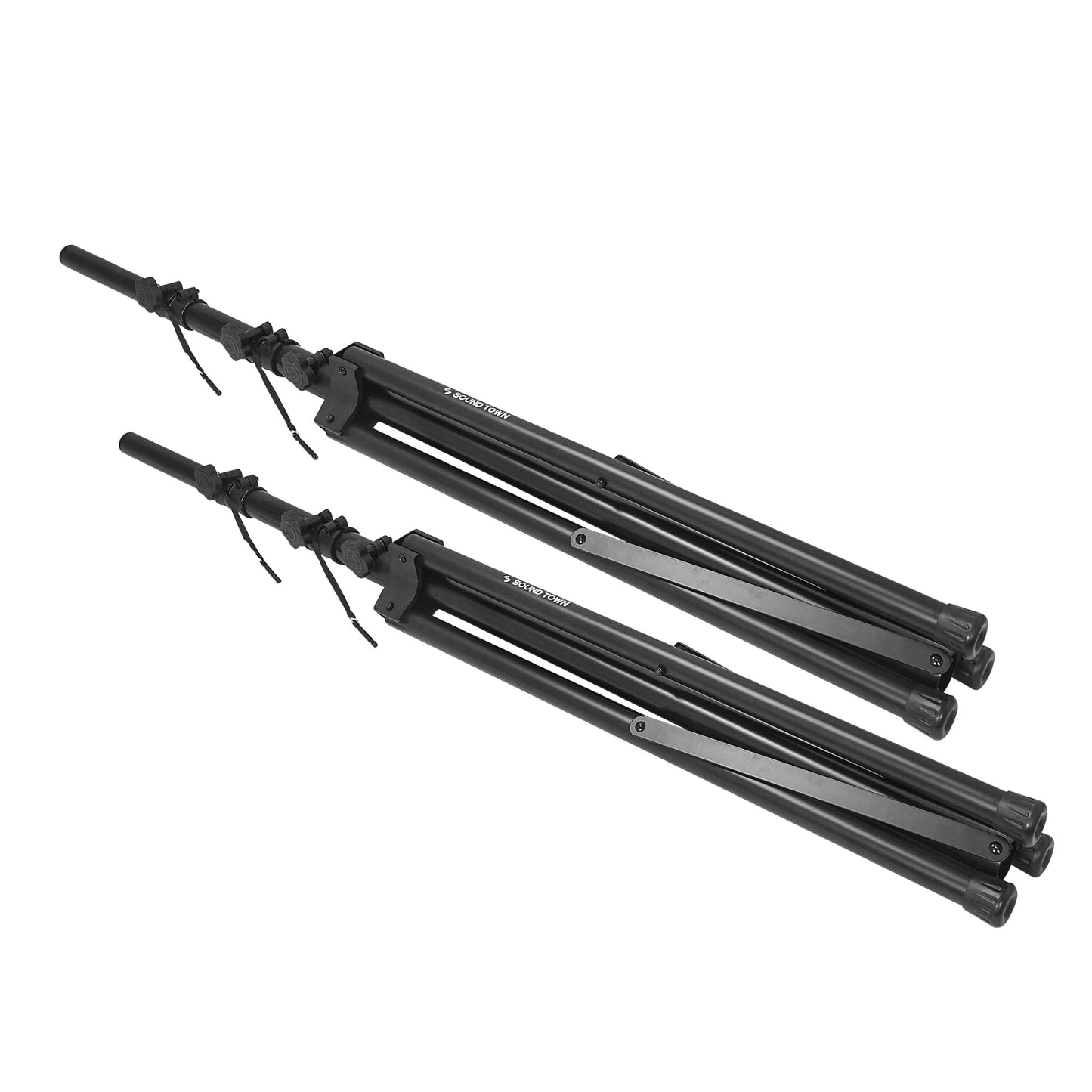Sound Town 2-Pack DJ Lighting Stand, Height Adjustable, 12 ft Tall, with T-Bar and Tripod Base (STLS-T12-PAIR)
