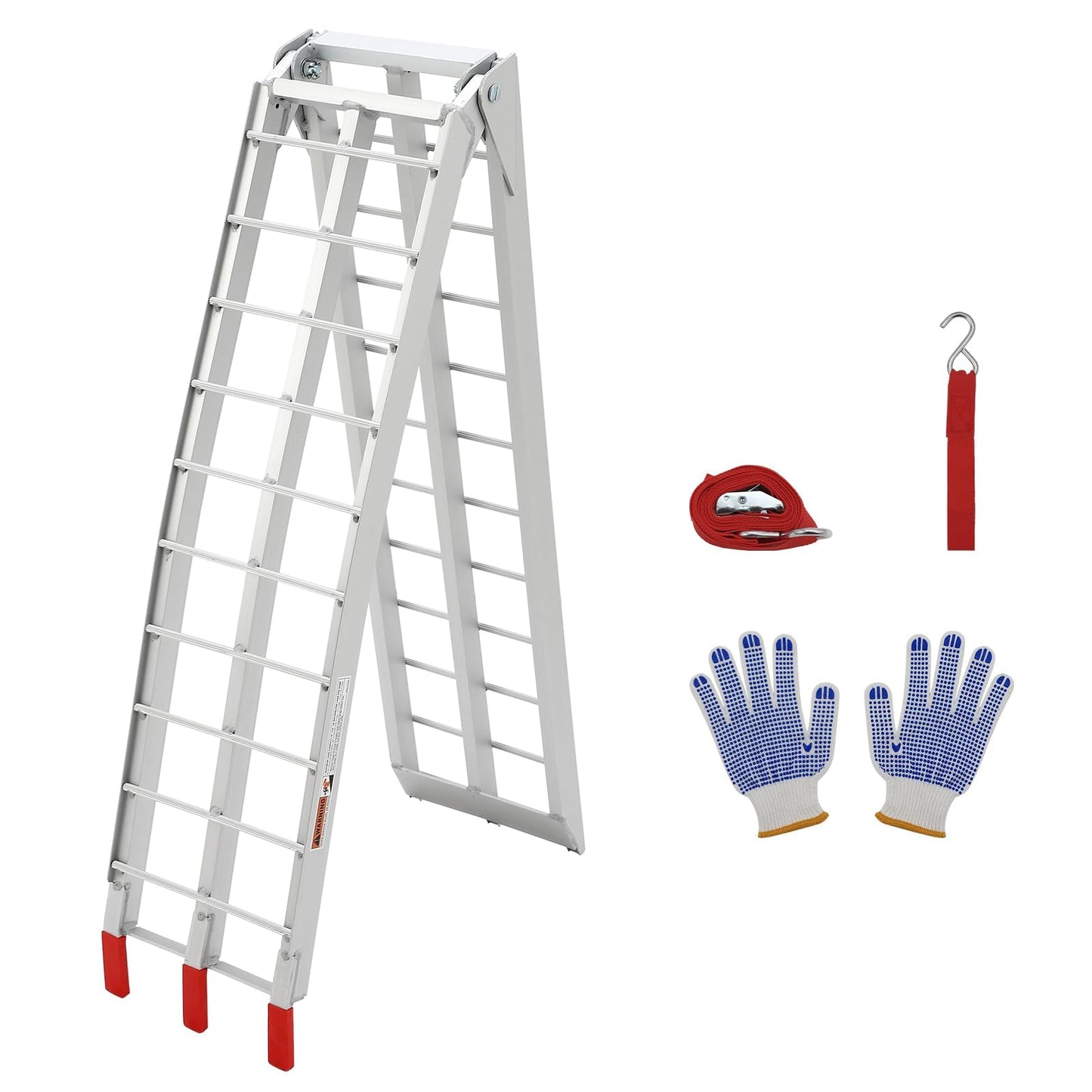 7.5 ft Aluminum Loading Ramps - 750 LBS Capacity Folding Motorcycle Ramp with Rubber-Tipped Fingers & Load Straps for Dirt Bike, UTV, ATV, Trucks, Lawn Mowers, Cargo Trailer