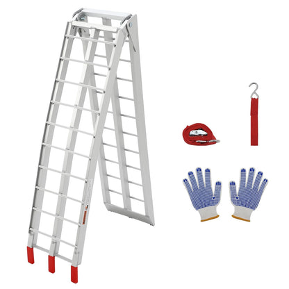 7.5 ft Aluminum Loading Ramps - 750 LBS Capacity Folding Motorcycle Ramp with Rubber-Tipped Fingers & Load Straps for Dirt Bike, UTV, ATV, Trucks, Lawn Mowers, Cargo Trailer