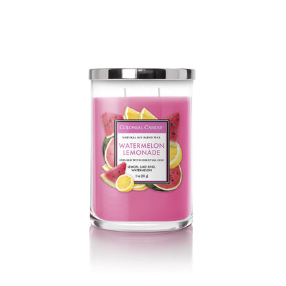 Colonial Candle Watermelon Lemonade Scented Jar Candle, Classic Cylinders Collection, 2 Wick, Red, 11 oz - Up to 80 Hours Burn