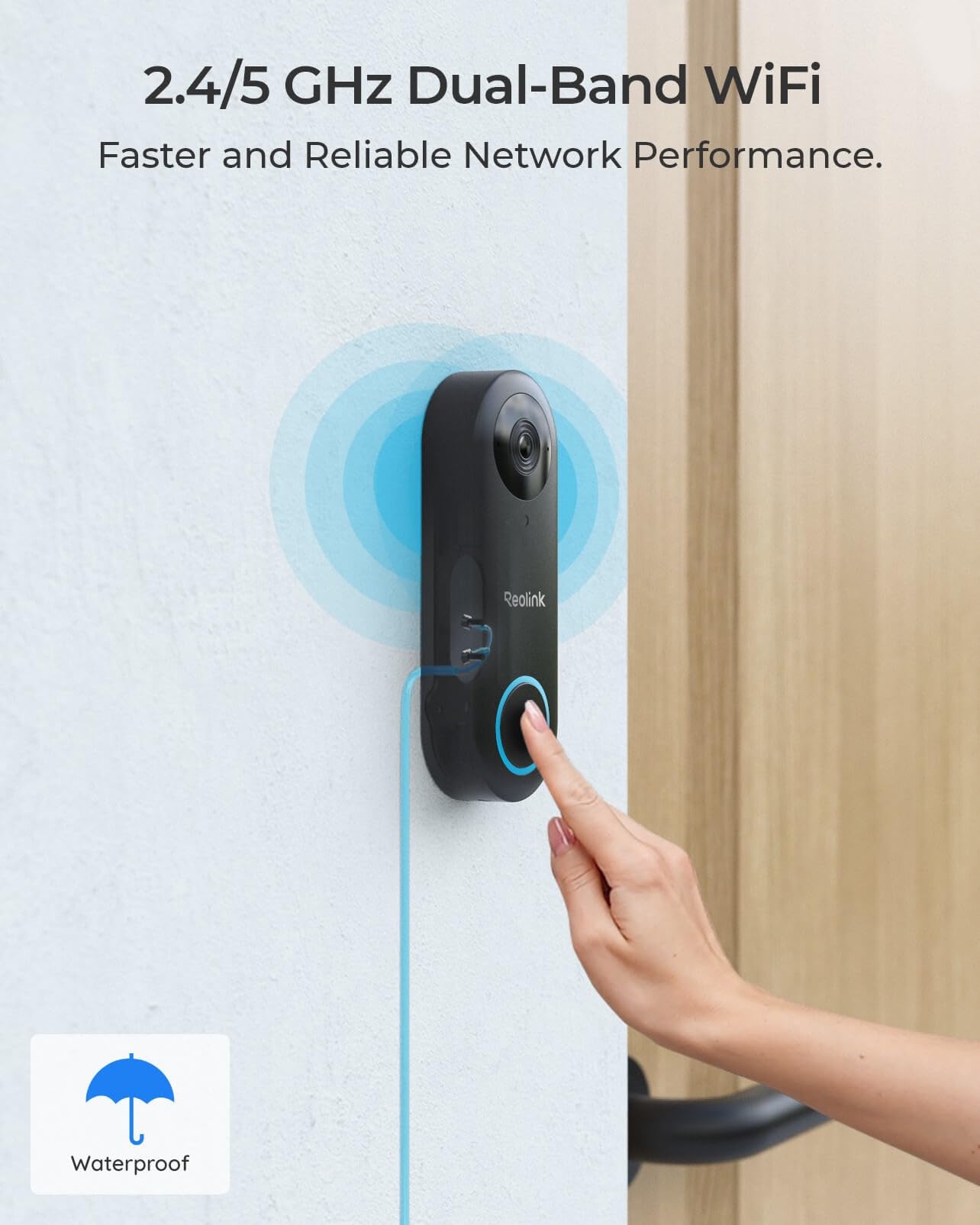 REOLINK Video Doorbell WiFi Camera - Wired 2K Outdoor, 5G&2.4G WiFi, 4:3 Wide View Angle, Smart Detection, Local Storage, No Subscription Front Door Home Security, Customized Chime V2
