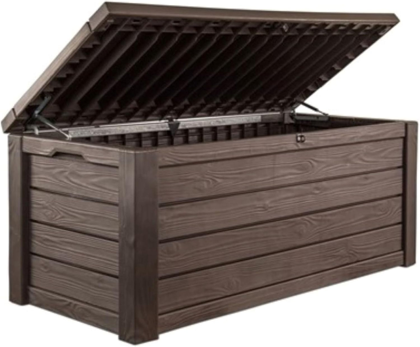 Keter Westwood 150 Gallon Deck Box - Large Resin Outdoor Storage & 2-Person Bench Seat in Brown