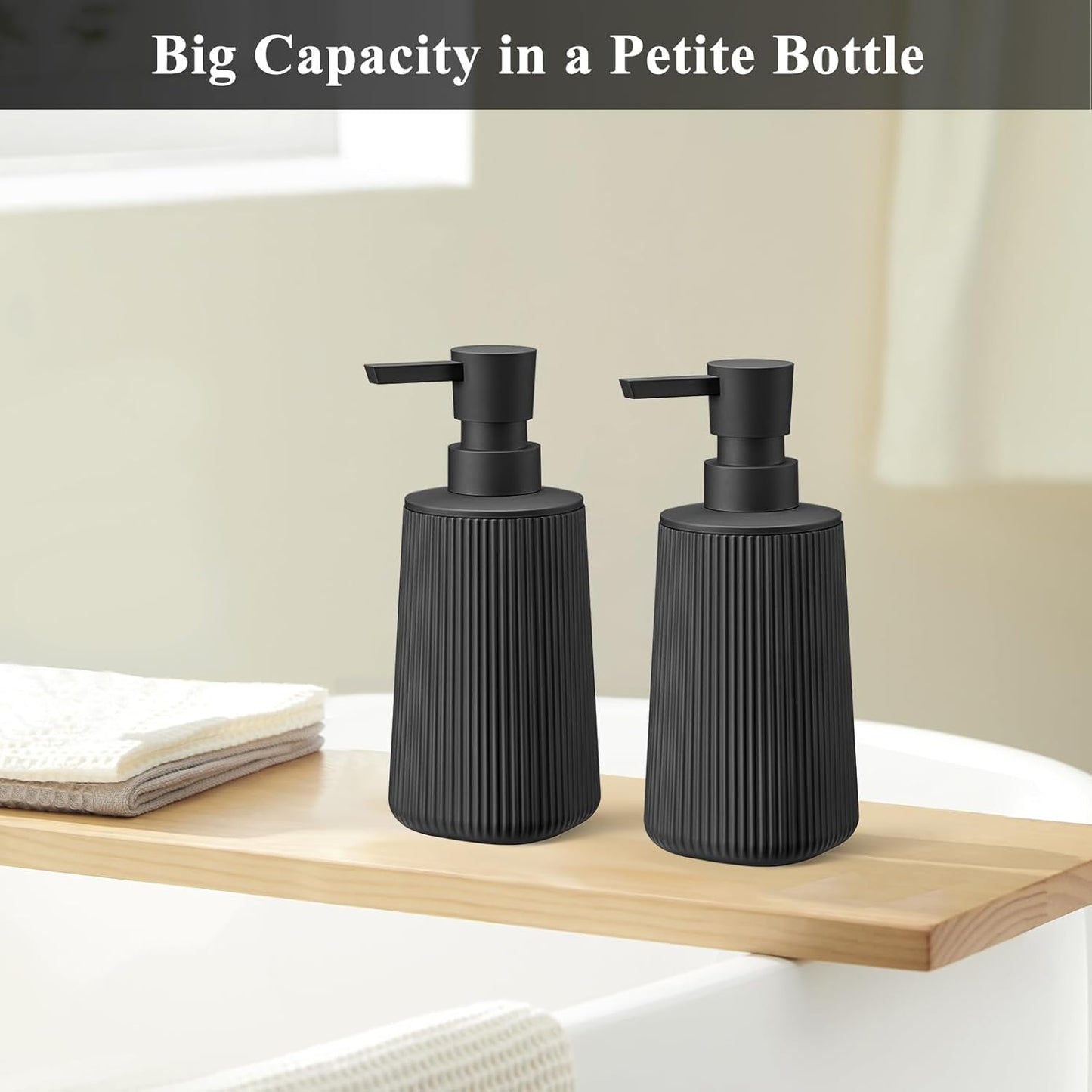 Skiennix Black Hand Soap Dispenser - Rust-Free Pump for Kitchen & Bathroom | 8.5 oz Matte Plastic