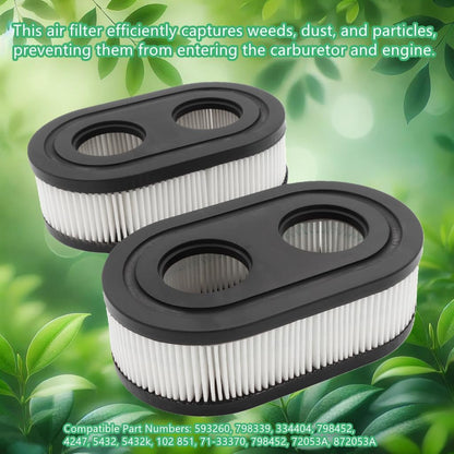 593260 Air Filter - Replacement Cartridge for Lawn Mower Engines | Fits 4247, 5432, 550E, 625 (2 Pack)