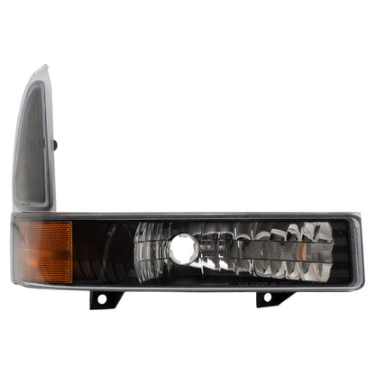 TRQ 2 Piece Headlight Assembly Set Performance Halogen Black Bezel Driver & Passenger Side Compatible with Ford Excursion 2000-2004 F250 F350 1999-2004 F450 F550 1999-2003