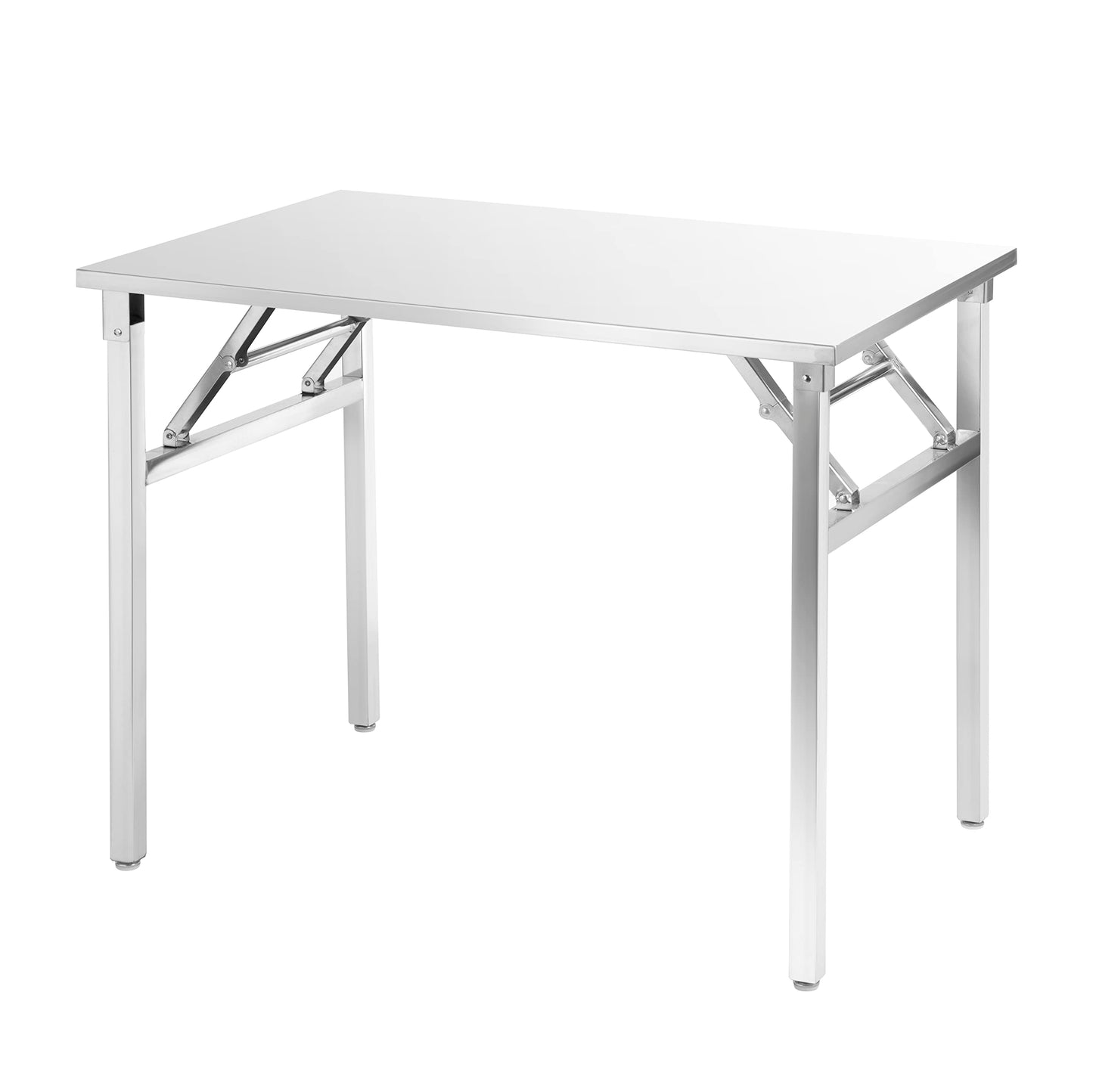 ZONERUI Small Stainless Steel Folding Table, Portable Camp Picnic Party Dining Table No Assembly Sturdy Small Folding Desk Kitchen Prep Table(32" x 16")