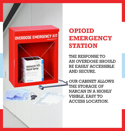 Windy City Cabinet Overdose Emergency Kit Cabinet - High Visibility & Secure, 22 Gauge Steel, Wall Mountable with Acrylic Window - Break Hammer with Optional Lock & Key - Universal Capacity