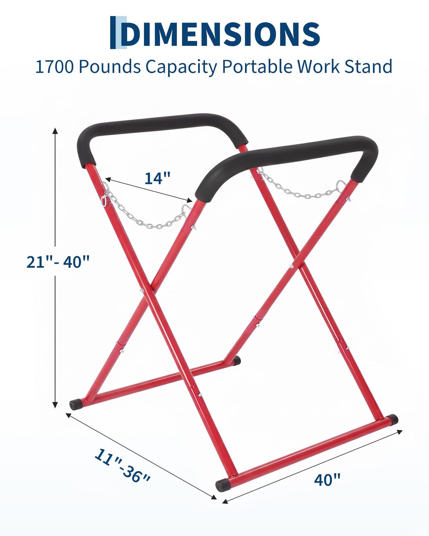 Portable Workbench,Folding Automotive Fender Bumper Stand,700 LBS Capacity,Heavy-Duty Work Stand Work Table for Garage,Shop,Automotive Repair,Adjustable,Padded,Powder-Coated, Rubber Feet