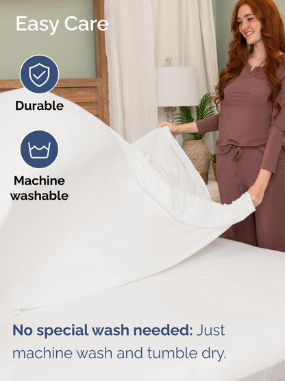 Skiennix Extra Deep Cal King Sheet Set | 6-Piece Breathable Cooling Bedding - Soft, Wrinkle-Free, Antique White