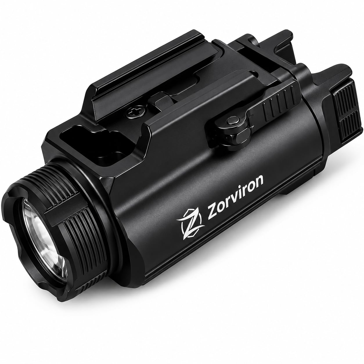 Zorviron GM35 Tactical Flashlight, USB-C Rechargeable,1350 Lumen Rail Mounted Light, FL1 198m Throw, Ambidextrous Dual Switch, Lockout Mode, Fits Glock 17/19/22/23 GL & 1913 Picatinny, IP65