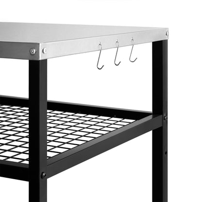 WEASHUME Stainless Steel Outdoor Grill Cart Pizza Oven Stand Trolley Table with Wheels Three-Shelf Movable Food Prep and Work Table Heavy Duty Grill Carts Outdoor Cart 31.5"×24"×35.5"