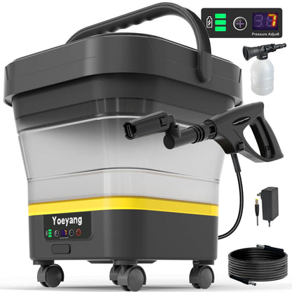Portable Cordless Cleaner with Tank: Foldable Electric Cleaning Tool, 3.4 Gal Tank, Multi-Level Adjustable Spray, 360° Rotating Nozzle, Compact for Car, Garden, Patio, Camping