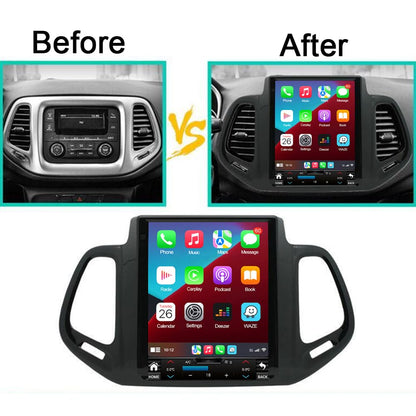for Jeep Patriot Compass Radio 2017-2019 Car Stereo Wireless/Wired Apple Carplay Android Auto EQ with 9.7" Tesla Touchscreen GPS Navigation Built-in DSP Bluetooth Head Unit Free Backup Camera