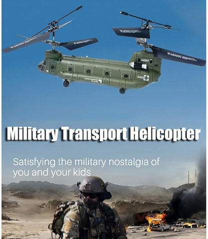RC Helicopter Boeing CH-47 Military Transport 3CH Dual Propellers Remote Control Helicopter Drone 2.4G Fixed Height Simulation Fighter RC Plane Stability Flight Easy to Fly RC Aircraft Plane