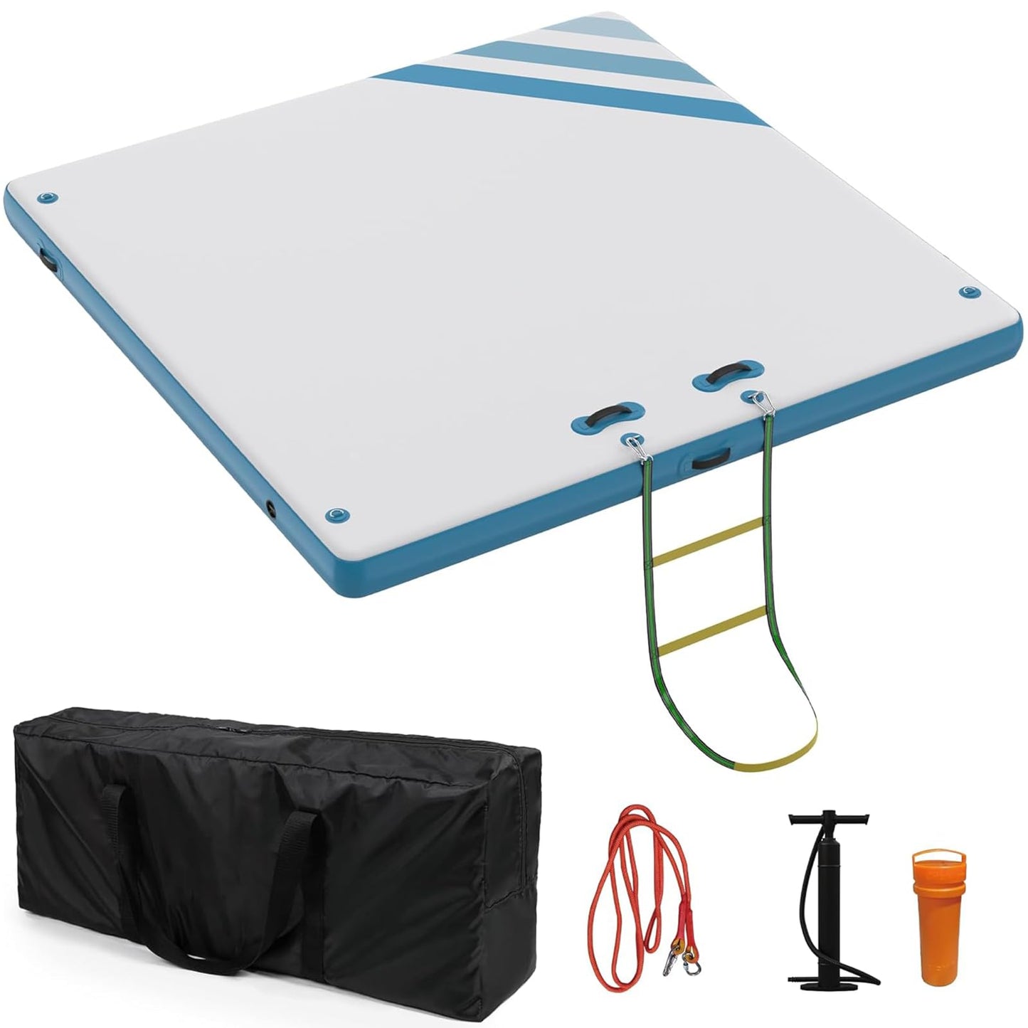 Inflatable Floating Dock Air Dock Platform Non-Slip Surface Thick Lake Floats with Portable Carrying Bag, Air Pump for Lakes, Pool, Beach, Ocean