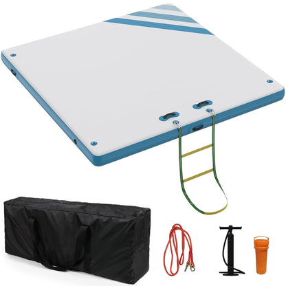 Inflatable Floating Dock Air Dock Platform Non-Slip Surface Thick Lake Floats with Portable Carrying Bag, Air Pump for Lakes, Pool, Beach, Ocean