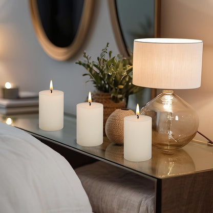 2.75“ x 4” Hand Poured Unscented Candles, Dripless Pillar Candles Set of 6, Long Burning, Burn Time Approx. 40 Hours, Rustic, Weddings, Dinner Parties, Christmas, and Home Décor （Ivory）