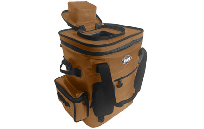 DAM Coolers SOFTCOOL 20 Soft Sided Cooler Backpack – Leakproof Insulated Cooler Bag, 22 Can / 26L Portable Ice Chest with Quick-Access Hatch for Beach, Camping, Fishing & Travel (Sudan Tan)